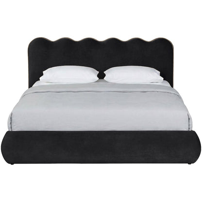 Tempo Black Velvet Upholstered King Bed
