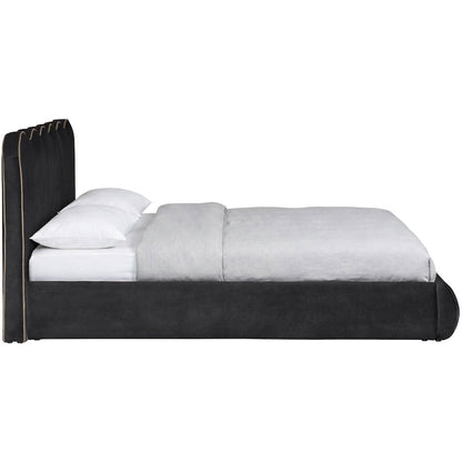 Tempo Black Velvet Upholstered King Bed