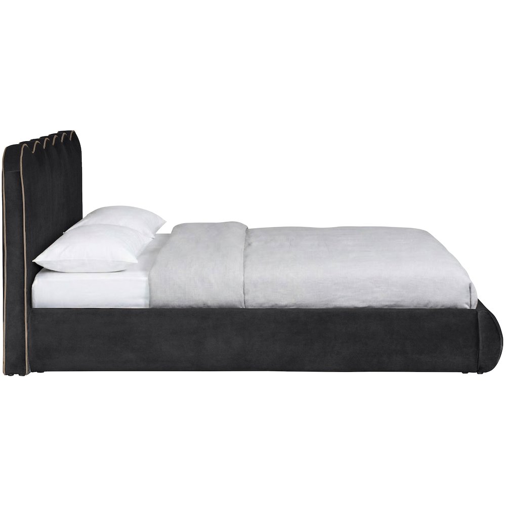 Tempo Black Velvet Upholstered Queen Bed