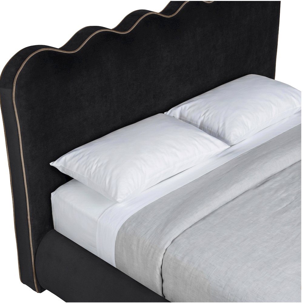 Tempo Black Velvet Upholstered Queen Bed
