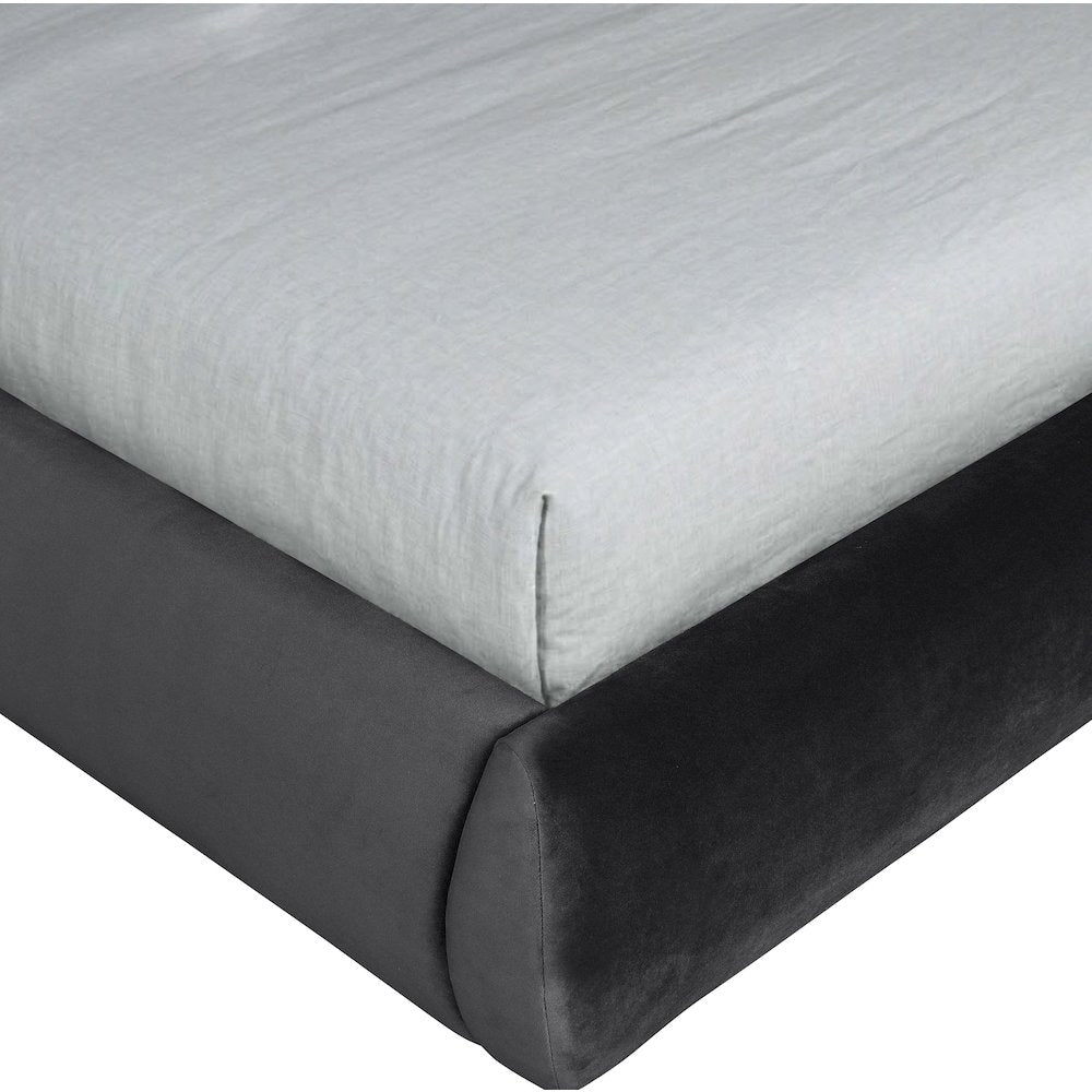 Tempo Black Velvet Upholstered Queen Bed