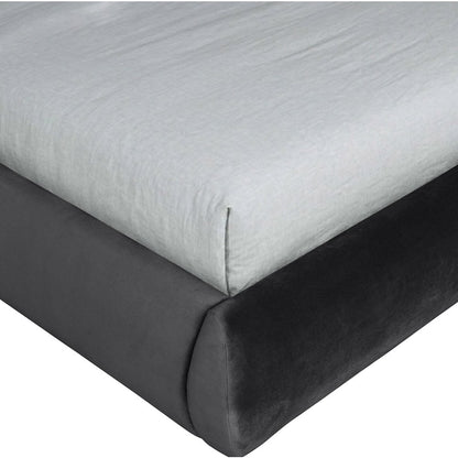Tempo Black Velvet Upholstered Queen Bed