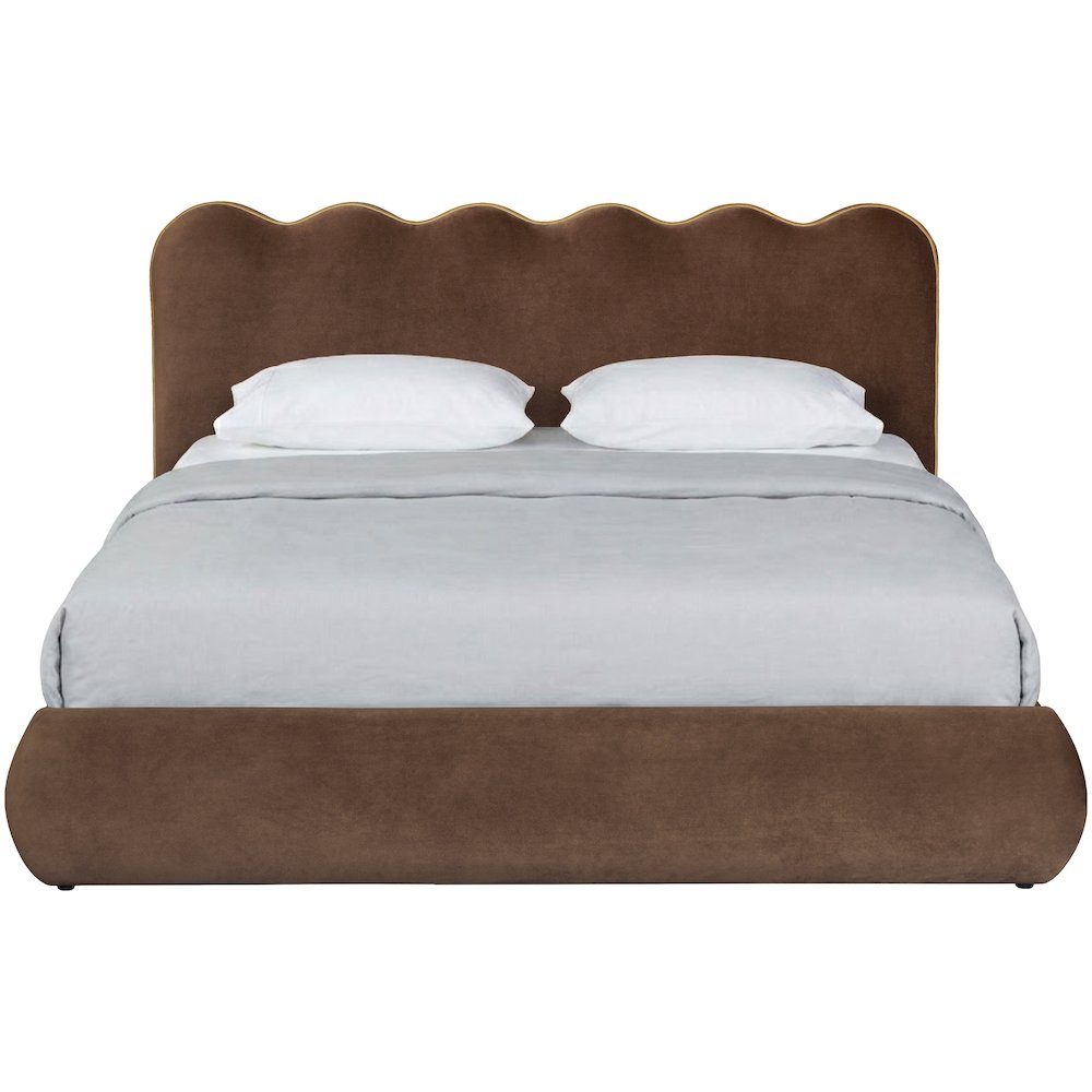 Tempo Brown Velvet Upholstered Full Bed