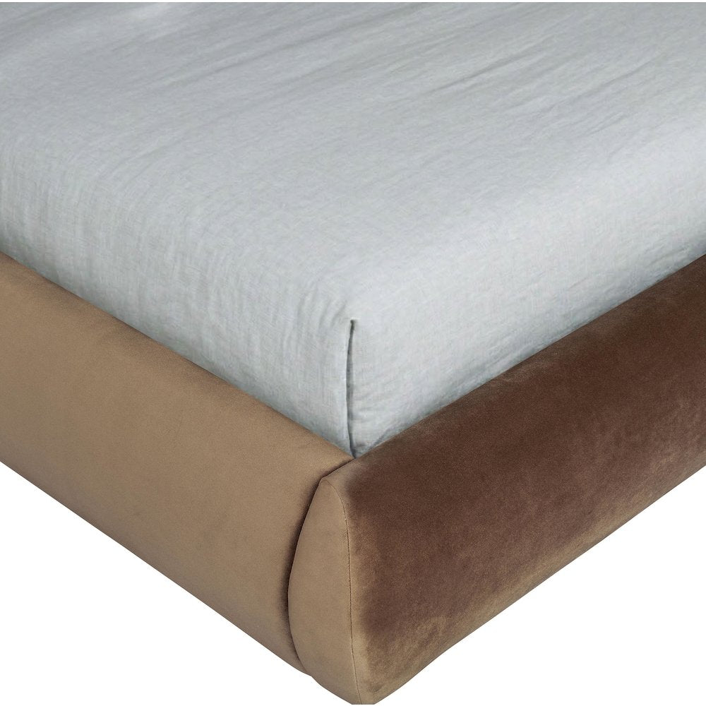 Tempo Brown Velvet Upholstered Full Bed