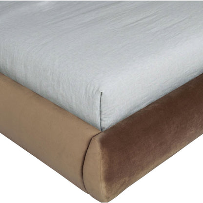 Tempo Brown Velvet Upholstered Full Bed