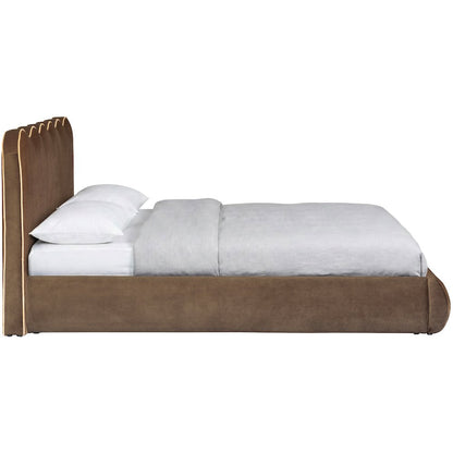 Tempo Brown Velvet Upholstered King Bed