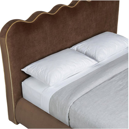 Tempo Brown Velvet Upholstered King Bed