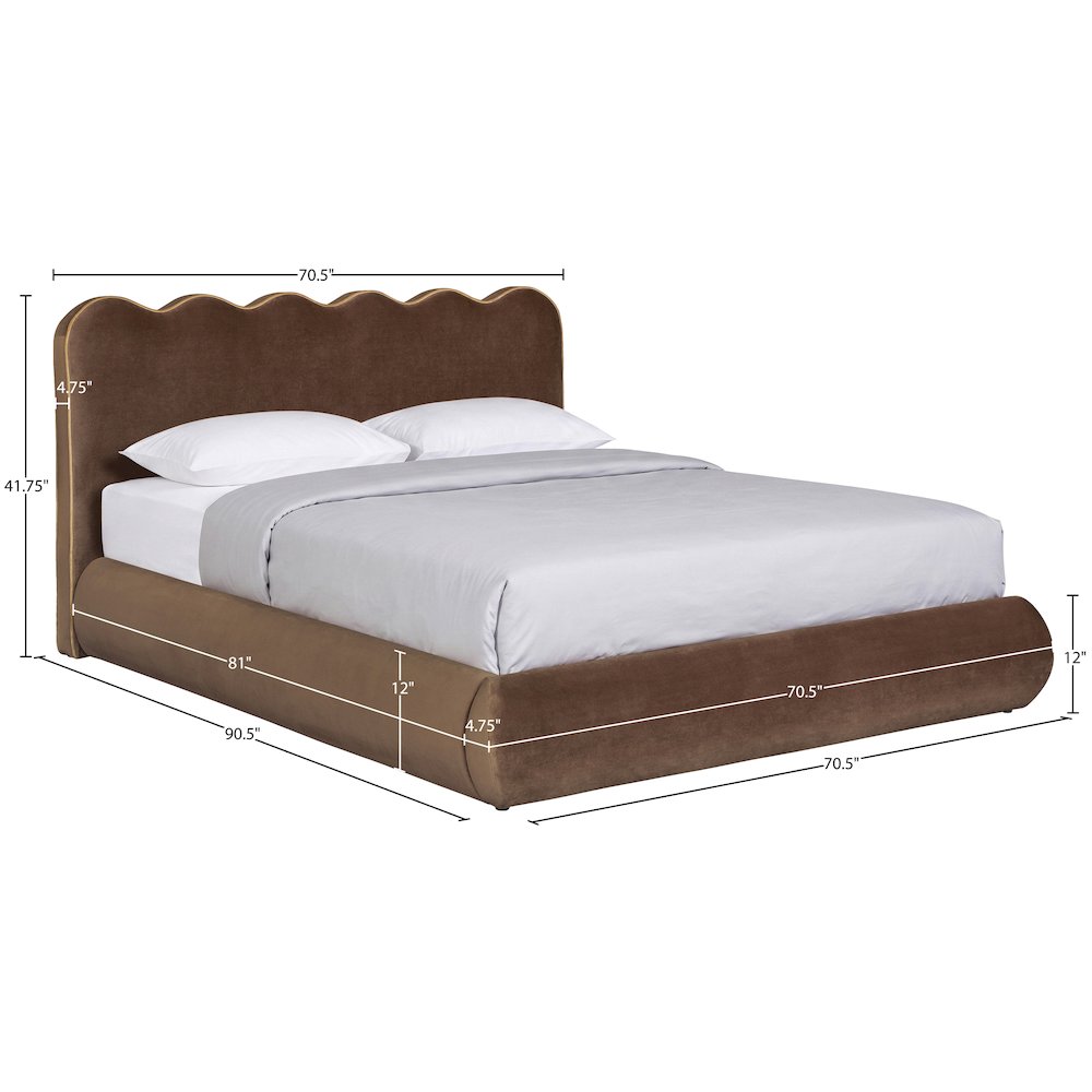 Tempo Brown Velvet Upholstered Queen Bed