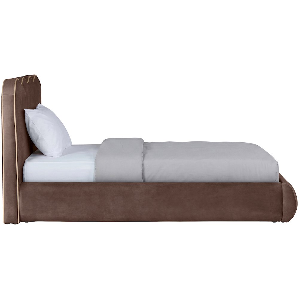 Tempo Brown Velvet Upholstered Twin Bed