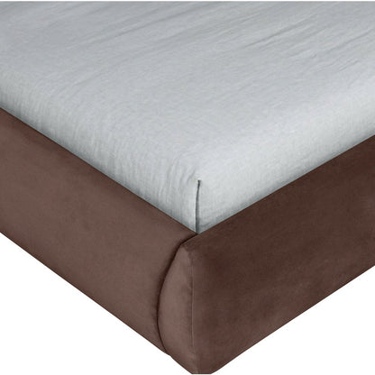 Tempo Brown Velvet Upholstered Twin Bed