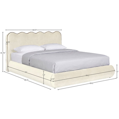 Tempo Cream Velvet Upholstered Full Bed