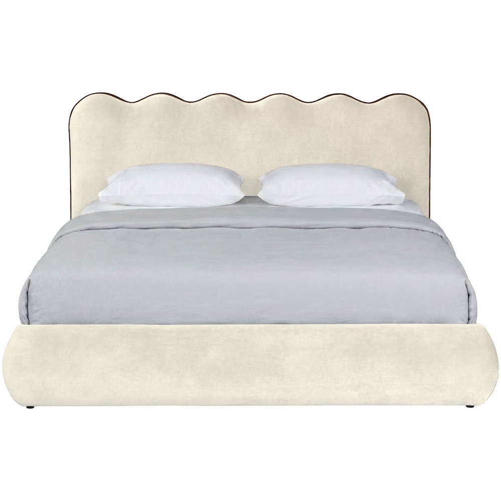 Tempo Cream Velvet Upholstered Full Bed