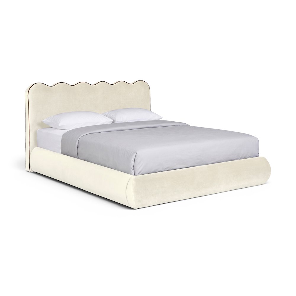 Tempo Cream Velvet Upholstered King Bed