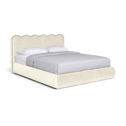 Tempo Cream Velvet Upholstered King Bed
