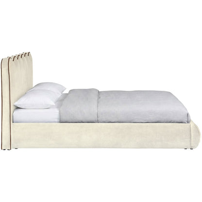 Tempo Cream Velvet Upholstered King Bed