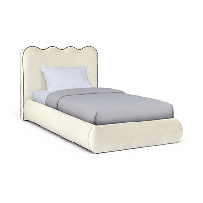 Tempo Cream Velvet Upholstered Twin Bed