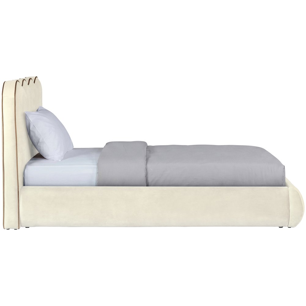 Tempo Cream Velvet Upholstered Twin Bed