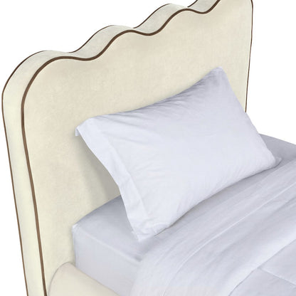 Tempo Cream Velvet Upholstered Twin Bed
