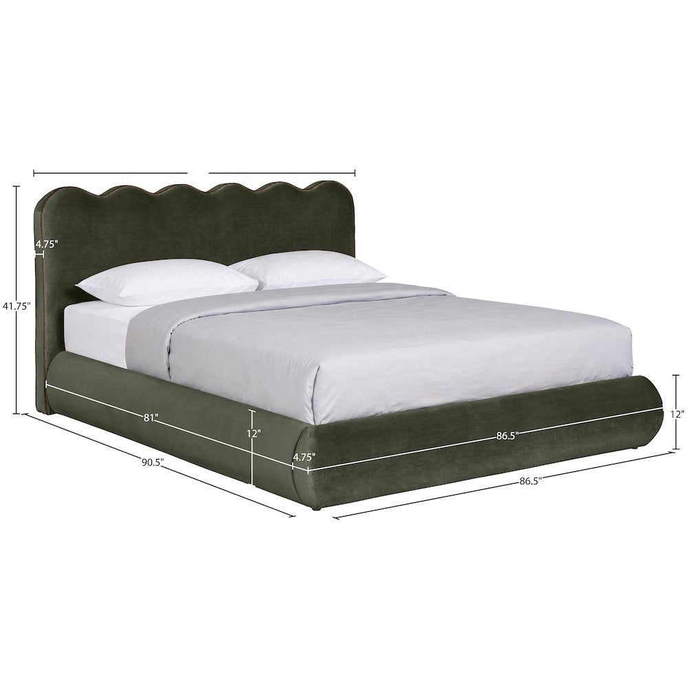 Tempo Green Velvet Upholstered King Bed