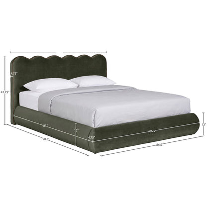 Tempo Green Velvet Upholstered King Bed