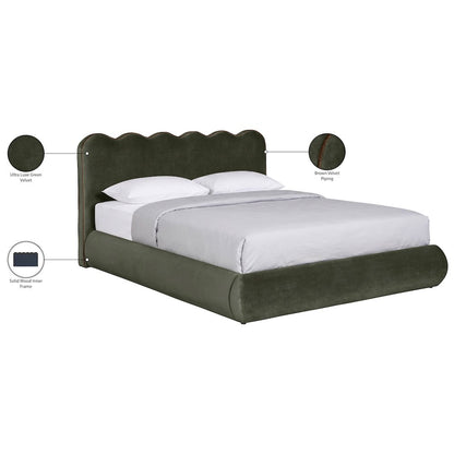 Tempo Green Velvet Upholstered King Bed