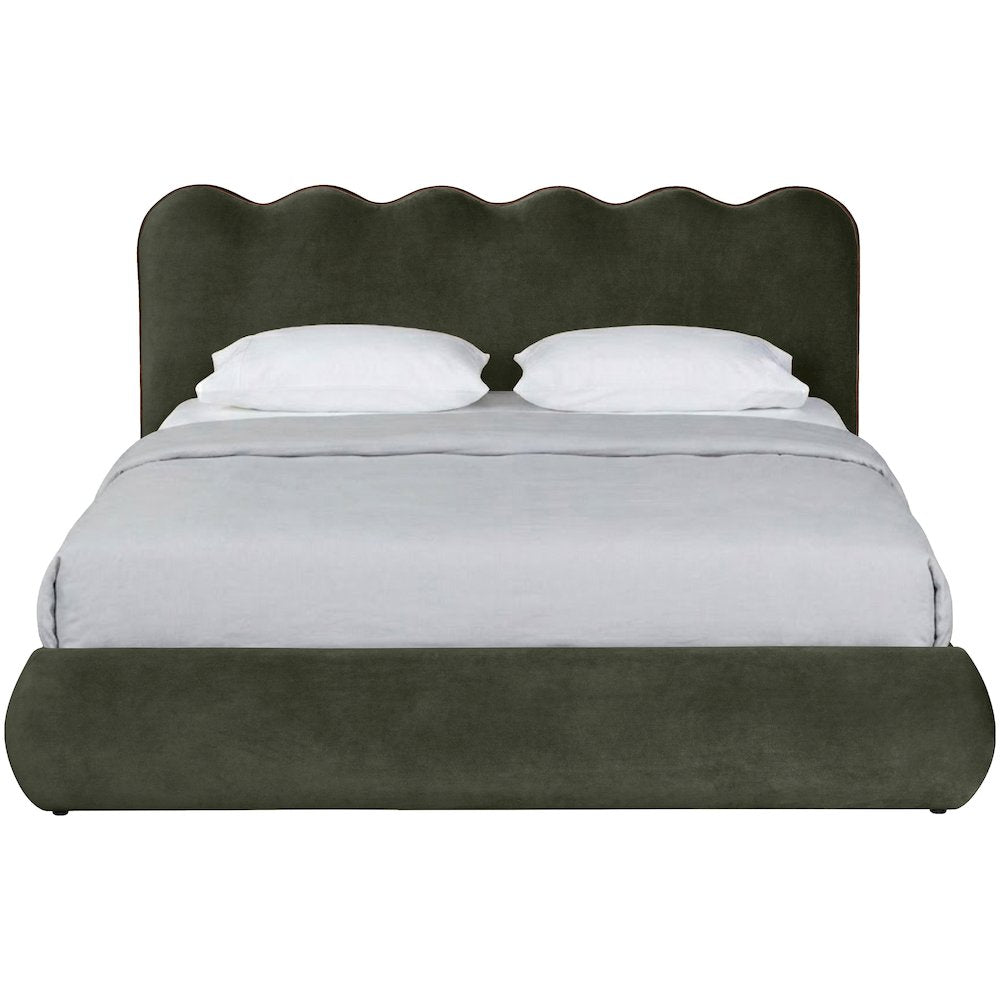 Tempo Green Velvet Upholstered King Bed