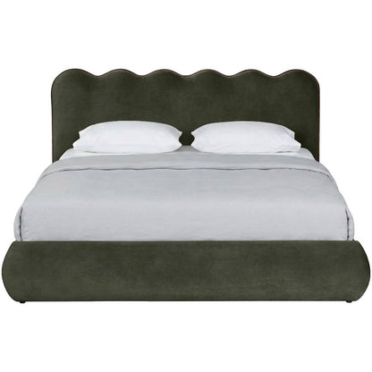 Tempo Green Velvet Upholstered King Bed
