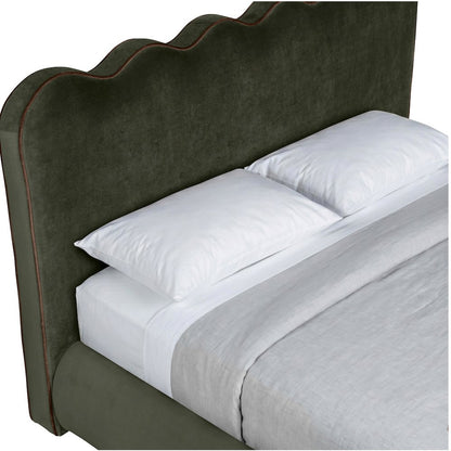 Tempo Green Velvet Upholstered King Bed