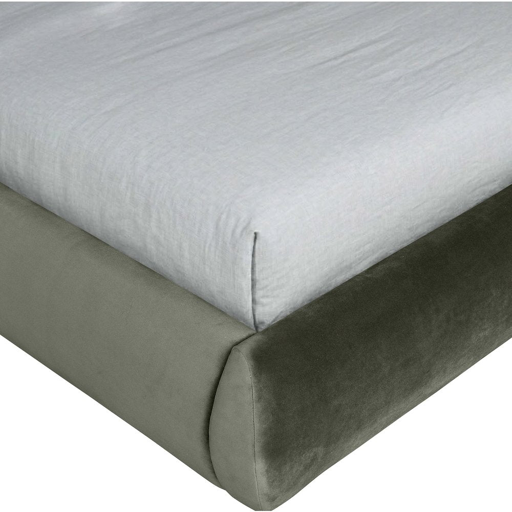 Tempo Green Velvet Upholstered King Bed