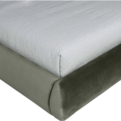 Tempo Green Velvet Upholstered King Bed
