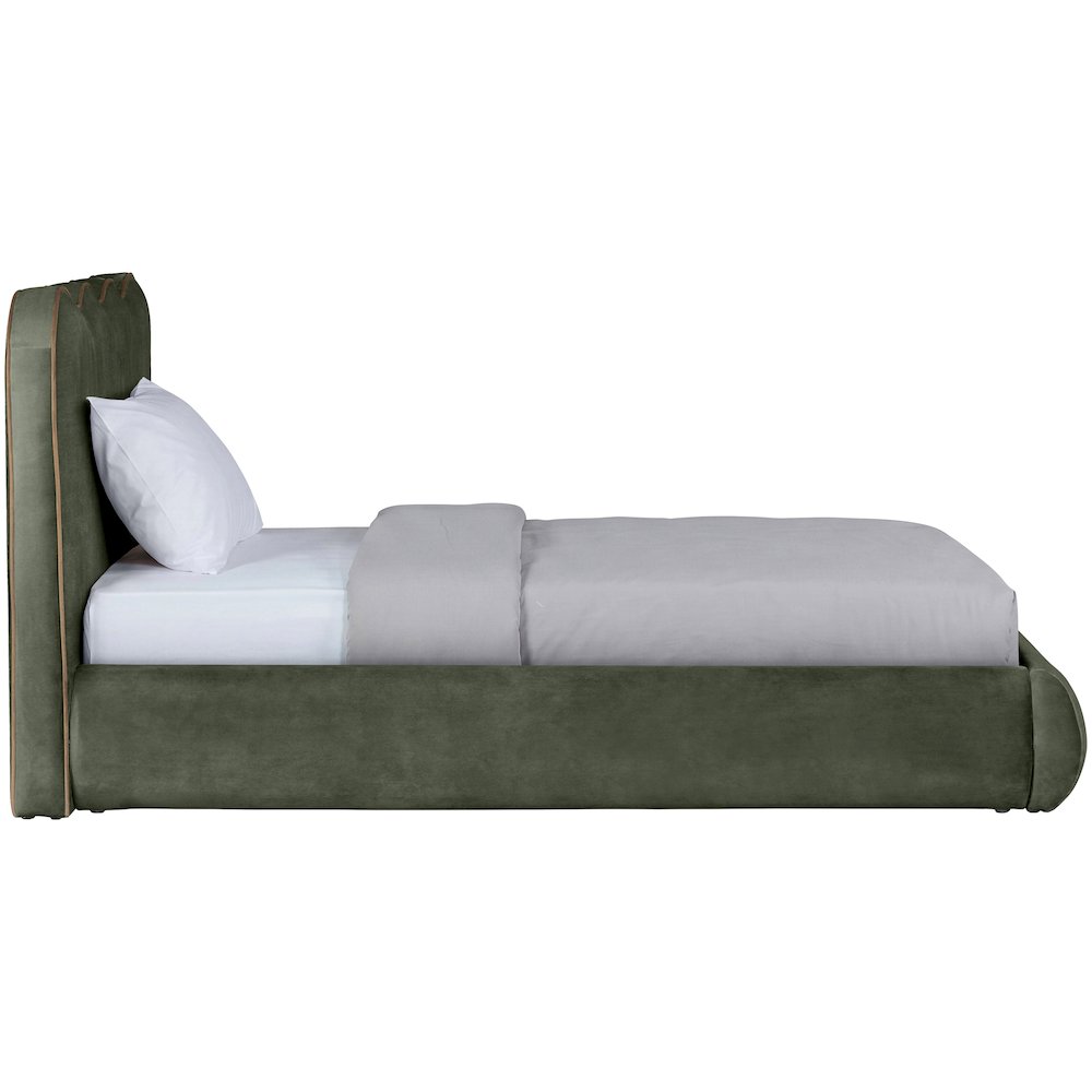 Tempo Green Velvet Upholstered Twin Bed