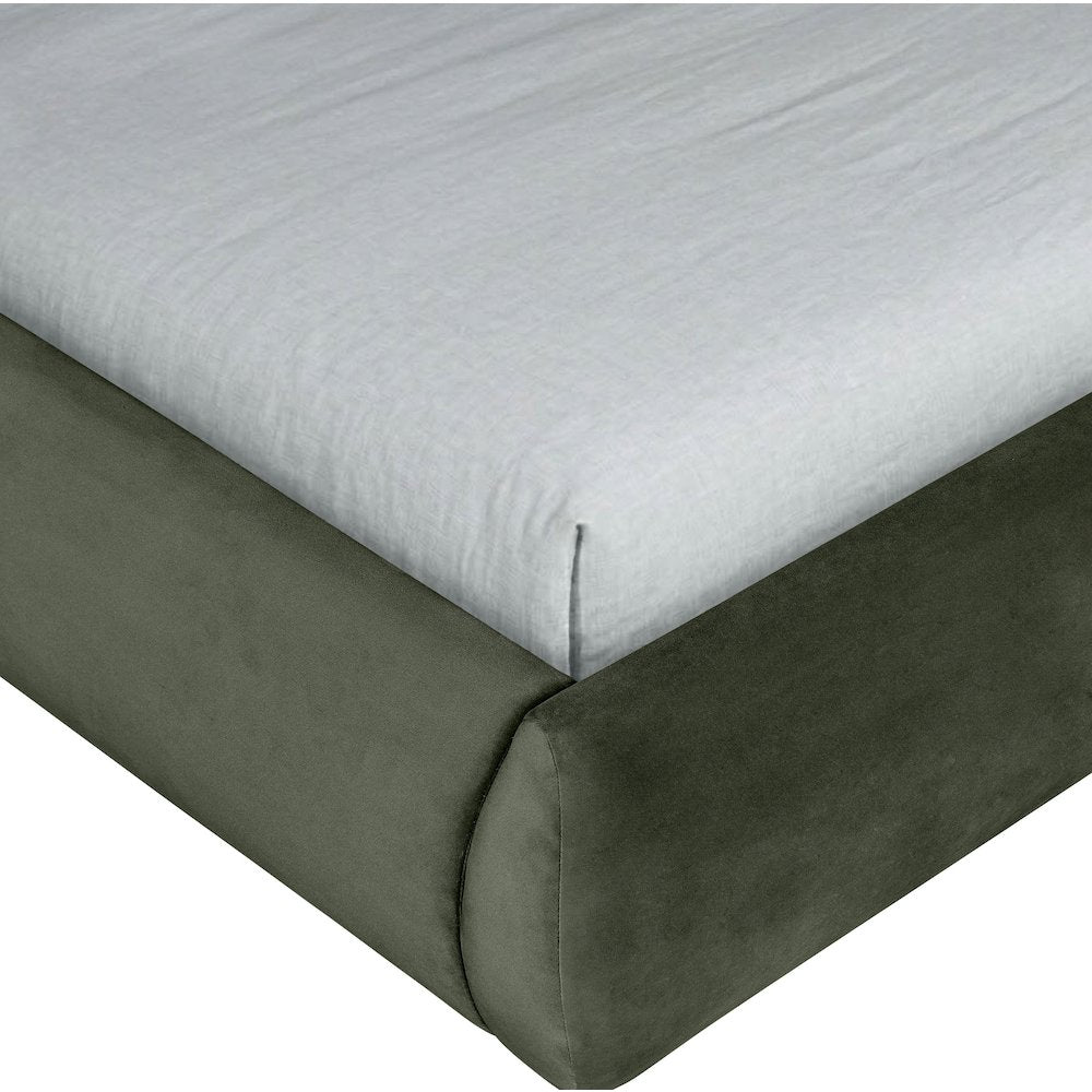 Tempo Green Velvet Upholstered Twin Bed