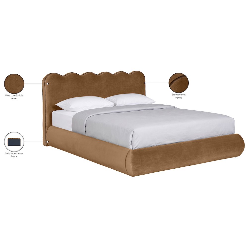 Tempo Saddle Velvet Upholstered King Bed