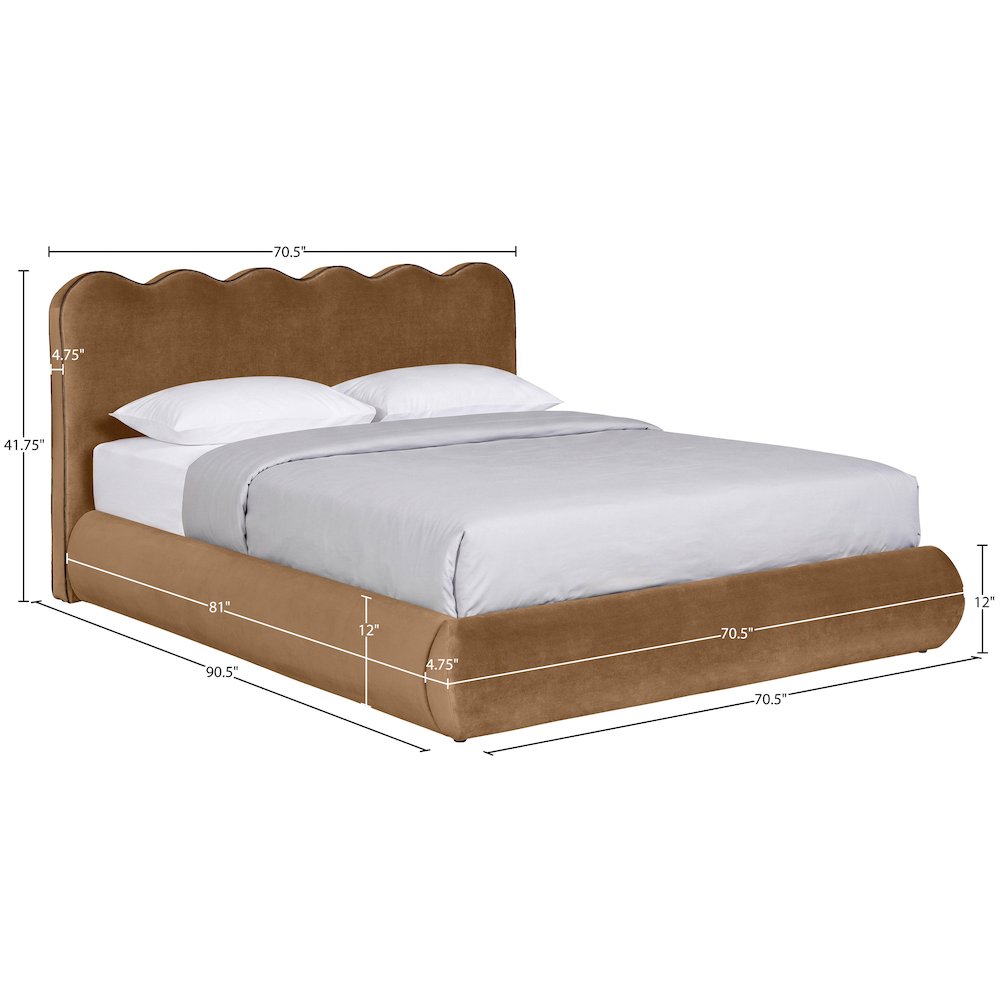 Tempo Saddle Velvet Upholstered Queen Bed