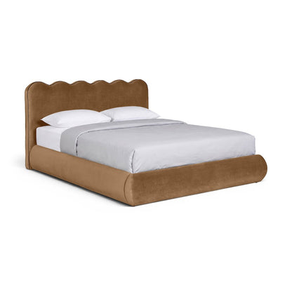 Tempo Saddle Velvet Upholstered Queen Bed