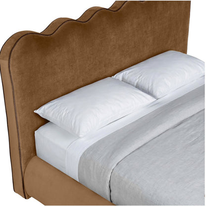 Tempo Saddle Velvet Upholstered Queen Bed
