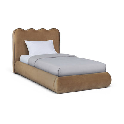 Tempo Saddle Velvet Upholstered Twin Bed