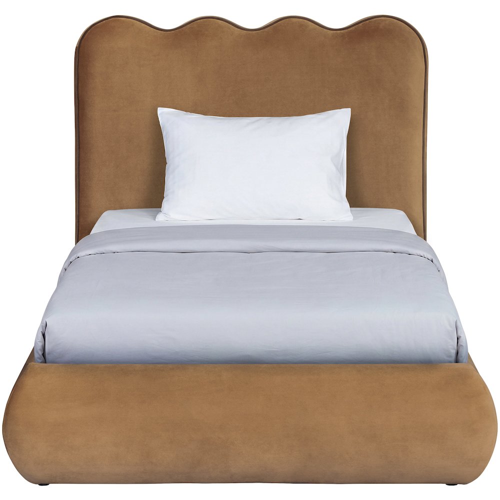 Tempo Saddle Velvet Upholstered Twin Bed
