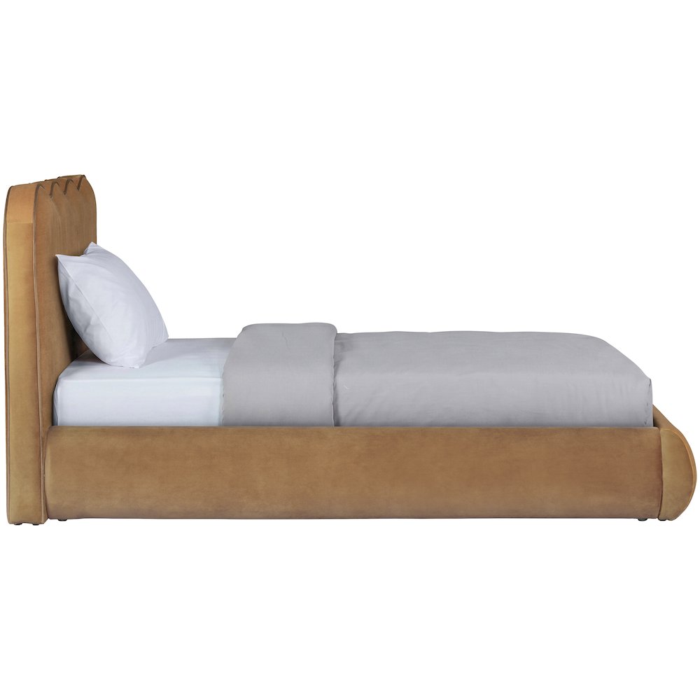 Tempo Saddle Velvet Upholstered Twin Bed