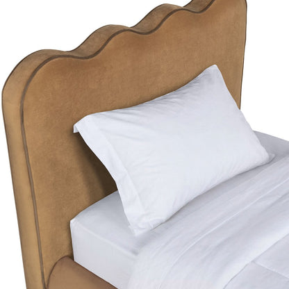 Tempo Saddle Velvet Upholstered Twin Bed