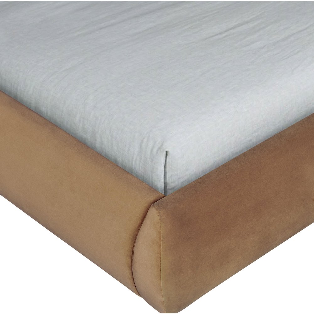 Tempo Saddle Velvet Upholstered Twin Bed