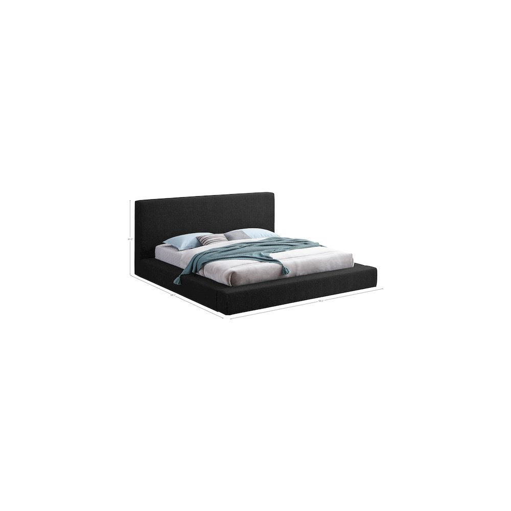 Terra Black Boucle Fabric King Bed