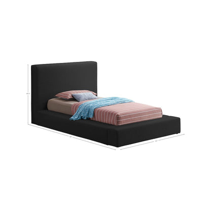 Terra Black Boucle Fabric Twin Bed