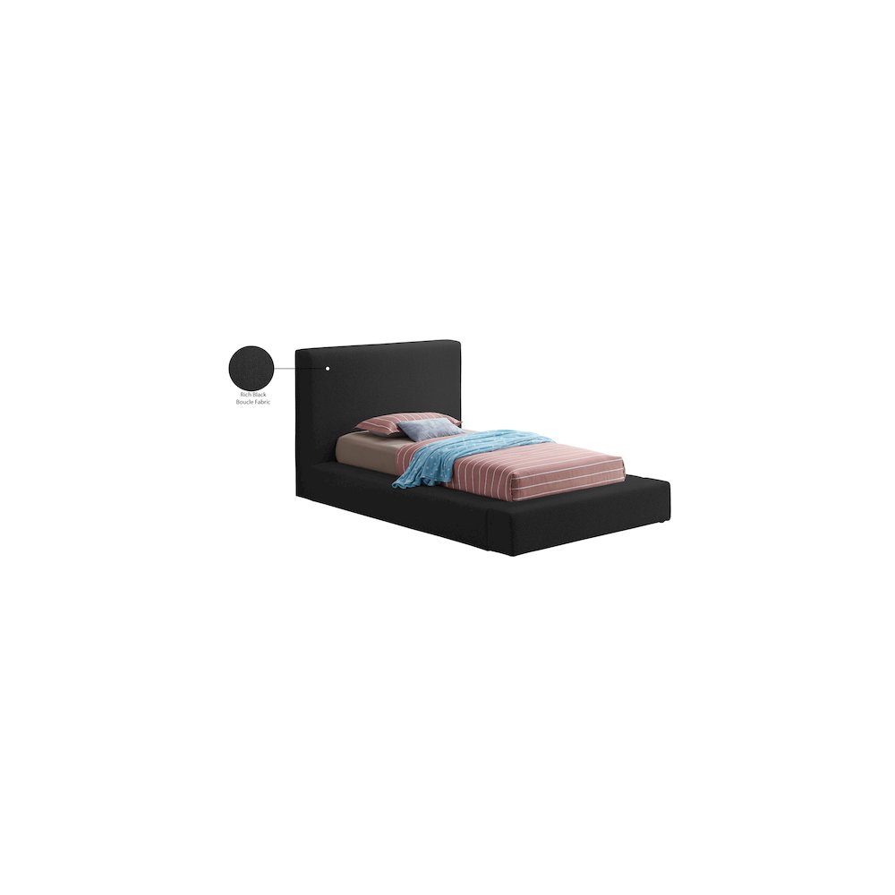 Terra Black Boucle Fabric Twin Bed
