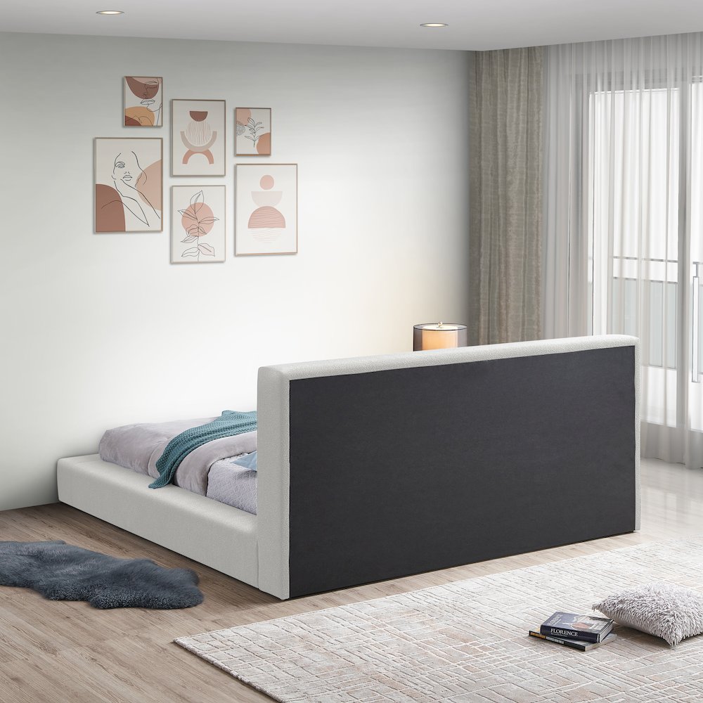 Terra Cream Boucle Fabric King Bed