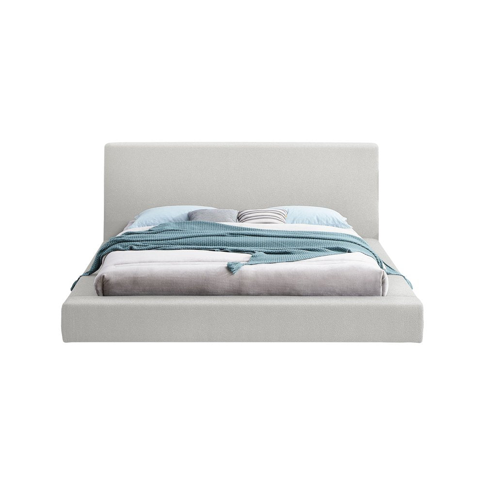 Terra Cream Boucle Fabric Queen Bed
