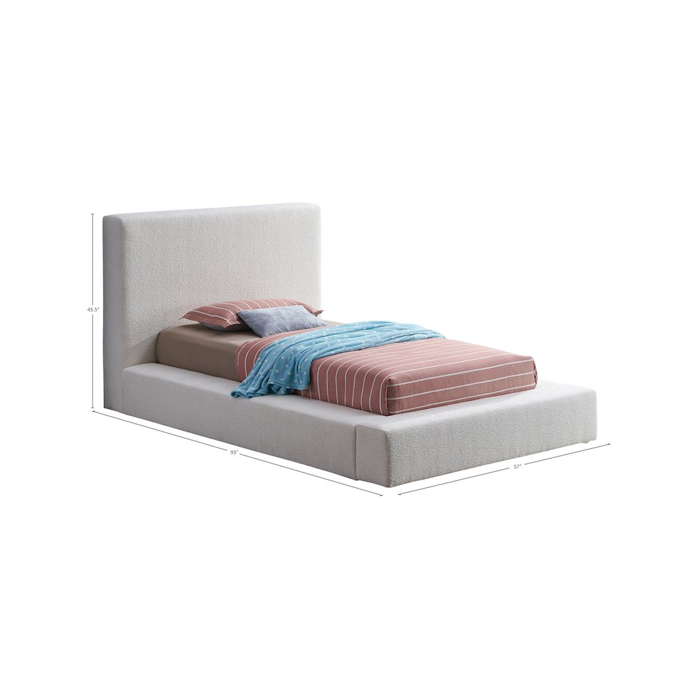 Terra Cream Boucle Fabric Twin Bed