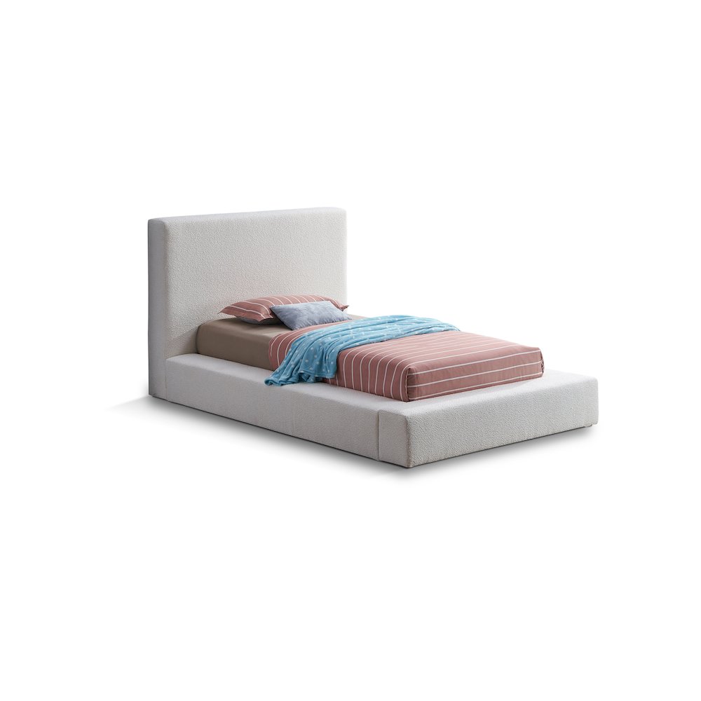 Terra Cream Boucle Fabric Twin Bed