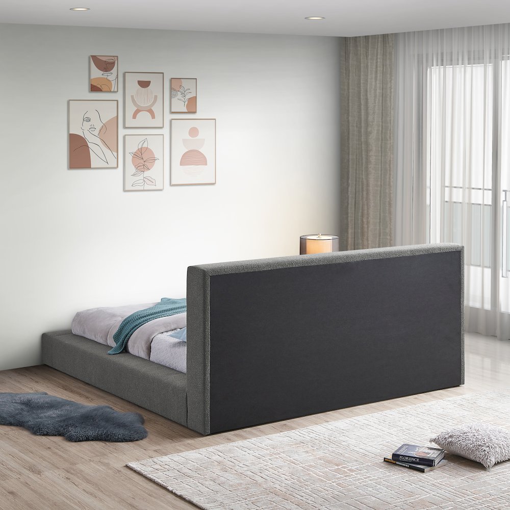 Terra Grey Boucle Fabric Full Bed