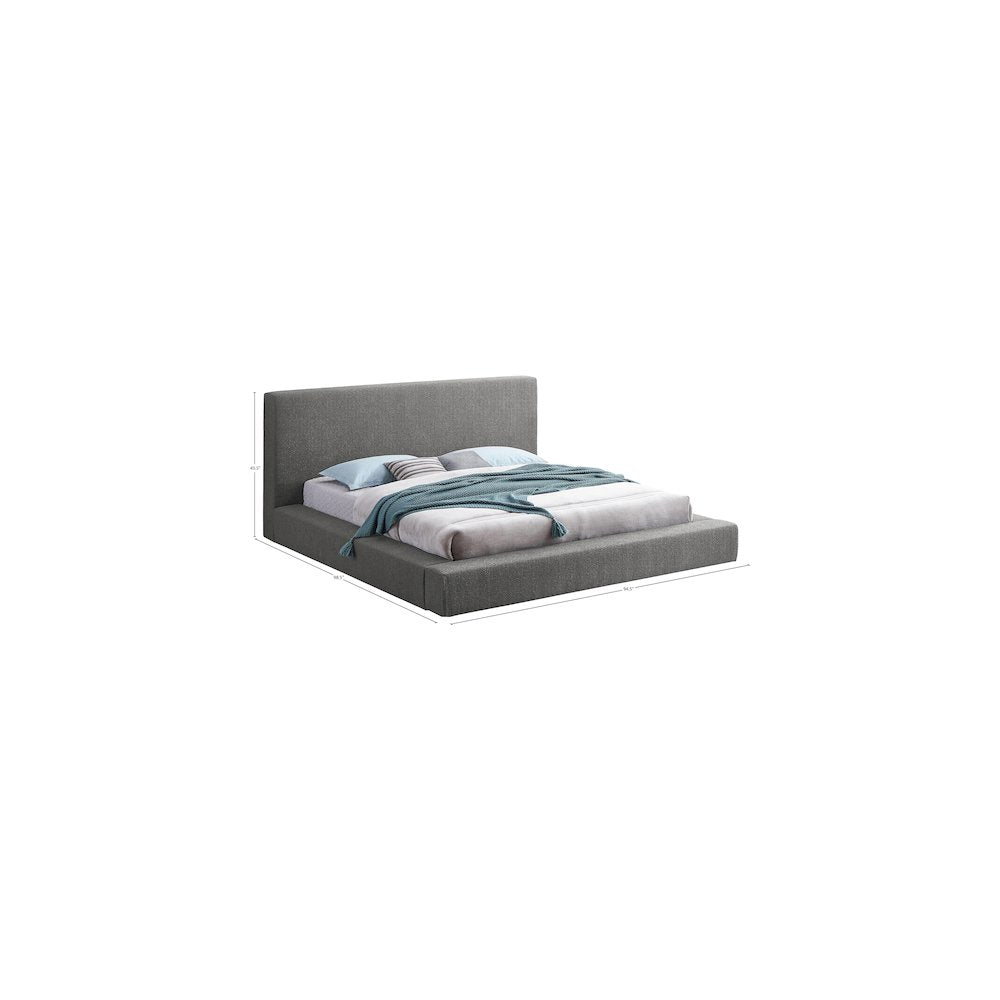 Terra Grey Boucle Fabric King Bed